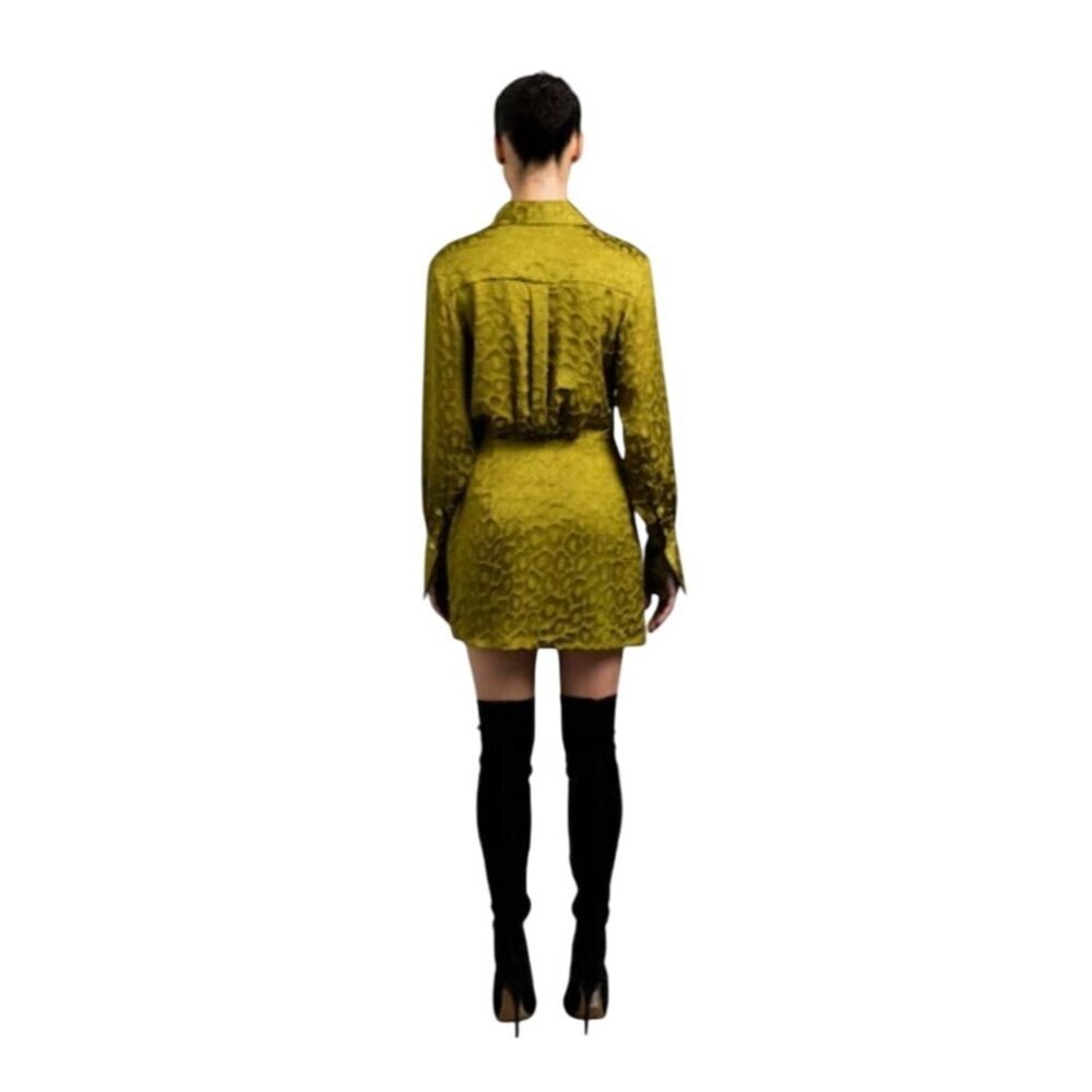 Le Superbe Montmartre Wrap Dress French Girl Leopard Green Long Sleeve S $585 - Picture 10 of 16